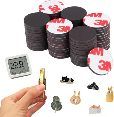 Produktbild von 25 selbstklebende Magnetplatten - 40 mm selbstklebende runde Magnete - Magnetische Klebefolien für leichte Gegenstände