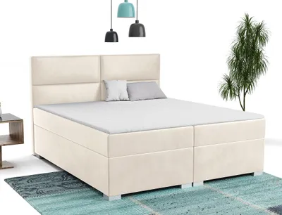 Produktbild von FurMeb24 - Boxspringbett , Ehebett  200x200cm BONO  Hotelbett , Polsterbett , Doppelbett , inklusive TopperFarbe : Velutto 02