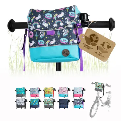 Produktbild von BAMBINIWELT Lenkertasche Tasche für Puky für Woom Laufrad Räder Roller Fahrrad Fahrradtasche für Kinder wasserabweisend mit Schultergurt, Modell 24
