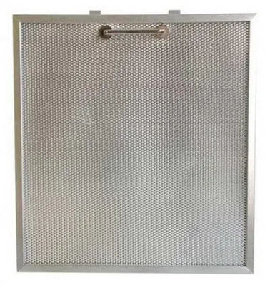 A square metal mesh filter with a metal frame and a handle at the top.