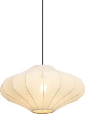 Produktbild von QAZQA - Japandi Japandi-Hängelampe I Pendellampe I Pendelleuchte Beige mit Stoffschirm 50cm - Plu I Wohnzimmer I Schlafzimmer - Textil Rund - LED geeignet E27