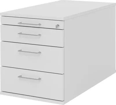 Produktbild von Rollcontainer abschließbar BxTxH 428x800x512 mm 1 x  Utensilienfach, 3 Schubladen, grau