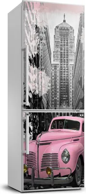 Imagen del producto de Decoración para nevera Tulup - 70x190 cm - Adhesivo para nevera - coche rosa