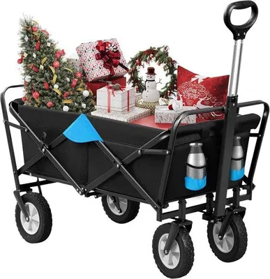 Produktbild von Kinderwagen mit Tragstang - Opvouwbar - Transportwagen - Strandwagen - Kindertransportwagen - mit Duwstang