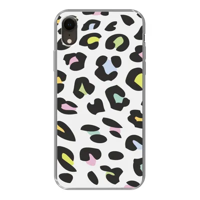 Produktbild von MuchoWow® Handyhülle Schutzhülle Hülle für iPhone XR Pantherdruck - Farben - Schwarz Silikon Softcase Handy Hülle - Schutzdeckel