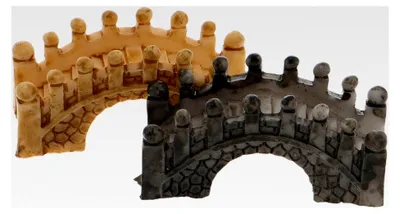 Produktbild von 2 Stück Miniatur Bogenbrücke aus Kunstharz für Feengarten und Terrarium Dekoration