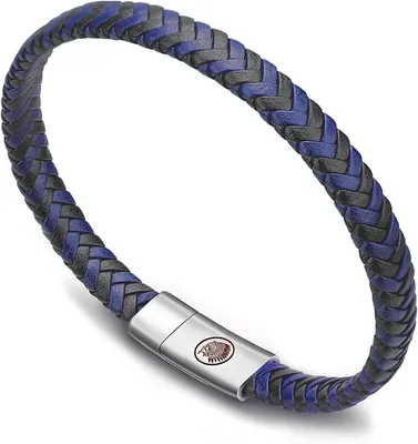 Produktbild von Herren Lederarmband geflochten, 21 cm, Magnetverschluss, schwarz-braun, für Accessoires