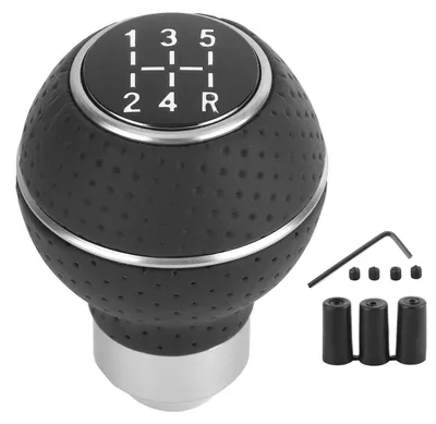 Imagen del producto de Palanca de cambios de aluminio – Cambia de marcha con estilo – Cuero  – 5 velocidades – Universal para coche y SUV – Ideal para una conducción cómoda...