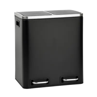 Produktbild von SVITA TM2X15  Treteimer 30 Liter 2x15L schwarz Abfalleimer Mülleimer Mülltrennung Stahl