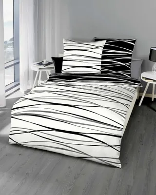 Produktbild von Kaeppel Wendebettwäsche schwarz-weiß 1x 135x200 cm + 1x 80x80 cm