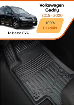 Produktbild von Volkswagen Caddy 2020–heute – Premium Carbonlook Fußmatten – Hochwertiges TPE – Allwetter-Schutz – Erhöhte Ränder – Rutschfest
