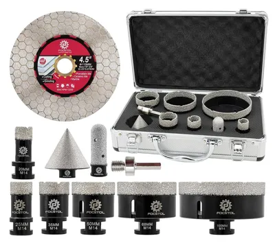 Productafbeelding van Diamant boor set, 10 stuks, voor tegels, porselein, keramiek, marmer, 20-100 mm + accessoires
