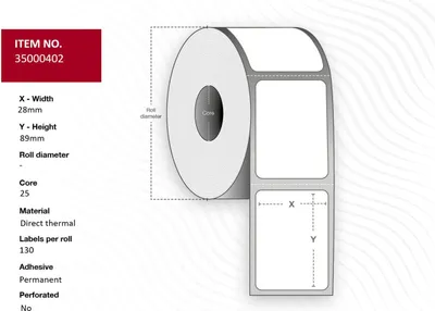 Immagine prodotto di Etichetta di cattura 28x89 - Nucleo 25. Bianco.