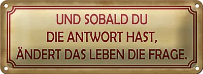 Produktbild von Blechschild Spruch 27x10cm sobald du Antwort ändert Frage Dekoration