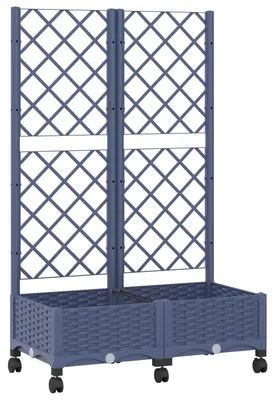 Immagine prodotto di Viadix Vaso da fiori con graticcio e ruote, grigio-blu, 80 x 40 x 131,5 cm