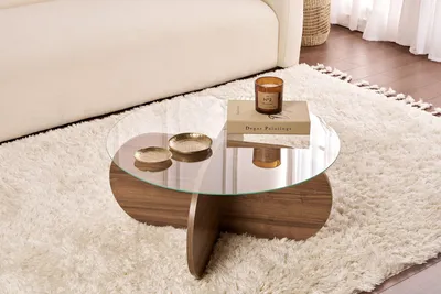Produktbild von Skye Decor, Aeris - Walnut, Transparent, Couchtisch, Nussbaum, 100 % Melaminplatte, 75 x 75 x 35 cm