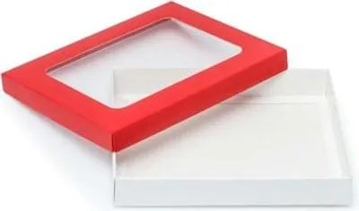 Zdjęcie produktu dla Pudełko Ozdobne Prezentowe Kartonik czerwone 195x155x30mm Z Okienkiem