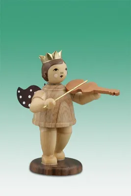 Produktbild von Holzfigur Musikengel mit Bratsche und Krone Höhe 6,5cm NEU