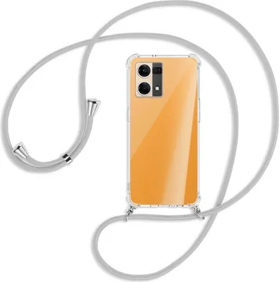 Produktbild von Handykette Backcover-Schutzhülle mit Band (Metall silberfarben) für Oppo Reno7 4G, Oppo F21 Pro 4G - silbergrau