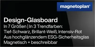Produktbild von Magnetoplan Design-Glasboard - magnethaftend und beschreibbar - 200x100cm - Schwarz