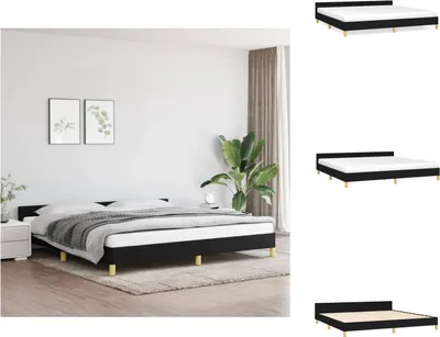 Obrázek produktu pro vidaXL Rám postele s čelem černý 200x200 cm látka - Postele a rámy postelí