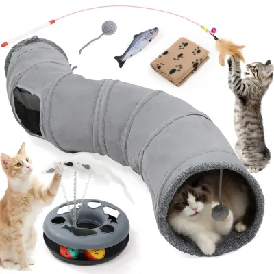 Katzentunnel mit Ball, faltbar, interaktives Spielzeug für Katzen