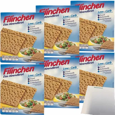 Produktbild von Filinchen das Abendbrot Low Carb Knusperbrot 6er Pack (6x100g Packung) + usy Block