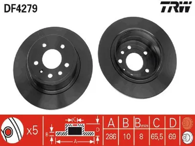 Produktbild von TRW Bremsscheiben (2 Stück) Hinterachse DF4279