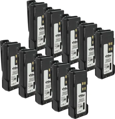 Produktbild von vhbw 10x Akku kompatibel mit Motorola XPR7550, XPR7550e, XPR7380e, XPR7380, XPR7500 Funkgerät, Walkie Talkie (3000 mAh, 7,4 V, Li-Ion) + Gürtelclip