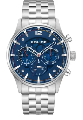 Produktbild von POLICE Herrenuhr Quarzuhr silber / blau onesize Herren 43 PEWGK0040204, PEWGK0040205