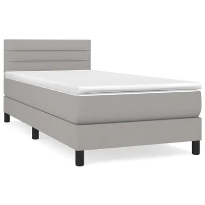 Image de Sommier à lattes de lit et matelas Gris clair 90x190 cm Tissu