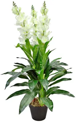 Productafbeelding van Ibenzoa® Kunstlevkoje (Matthiola) – 100 cm, decoratieve kunstplant in pot van hoogwaardig kunststof, met 3 stelen en 54 bladeren, ideaal voor binnenshuis