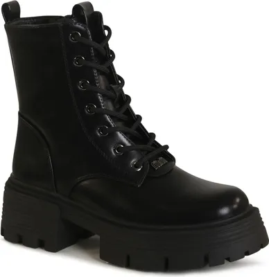 Produktbild von topschuhe24 3201 Damen XXL Plateau Stiefeletten Worker Biker Boots , Farbe:Schwarz, Größe:40 EU
