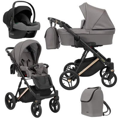 Produktbild von Kunert Lazzio Premium 3-in-1 Kombikinderwagen Graphit Eco mit Babyschale