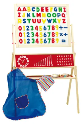 Produktbild von roba Tafel, Kindertafel mit Zubehör, Standtafel drehbar, Schreib- & Maltafel magnetisch, Holz, natur