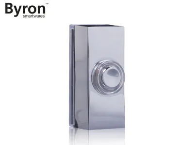 Produktbild von Byron 7960C Klingeltaster Chrom verkabelt 7960C, Chrom, Metall, Kabelgebunden, Akku, Sichtverpackung