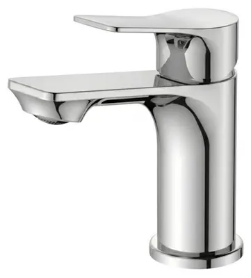 Immagine prodotto di Miscelatore monocomando per lavabo, finitura cromata argentata lucida, diametro 86 mm, antischizzi, senza perdite