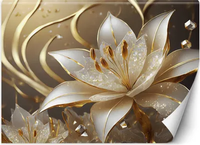 Produktbild von Vlies fototapete Glamour Blume 450x315 cm Feeby Gold inkl. Kleber einfache Montage