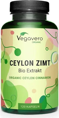 Immagine prodotto di Vegavero Ceylon CinnamonExtract | 120 capsule | 500 mg di estratto di cannella (5:1) per capsula | vegan