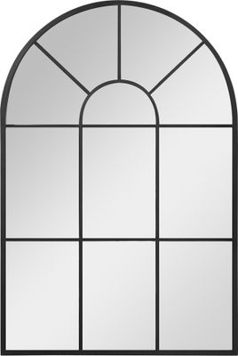 HOMCOM Wandspiegel Bogenfenster-Spiegel 91 x 60 cm Wohnzimmerspiegel für Schlafzimmer, Esszimmer, Flur Schwarz Metall Glas