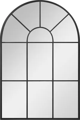 Produktbild von HOMCOM Wandspiegel Bogenfenster-Spiegel 91 x 60 cm Wohnzimmerspiegel für Schlafzimmer, Esszimmer, Flur Schwarz Metall Glas
