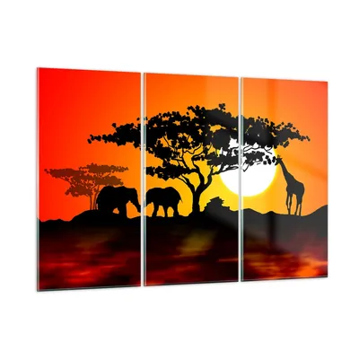 Produktbild von Bilder auf glas - Tiere Safari Savanne Giraffe - 105x70cm - Glasbilder - Wandbilder - Kunstdruck - zum Aufhängen bereit - Wanddekoration aus Glas - Glas Bilder - Wandbild auf Glas - GCE105x70-0539