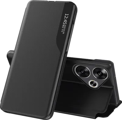 Produktbild von Dünn Flip Stand Cover Kunstleder Schutzhülle für Xiaomi Poco F6 /Redmi Turbo 3 Schwarz