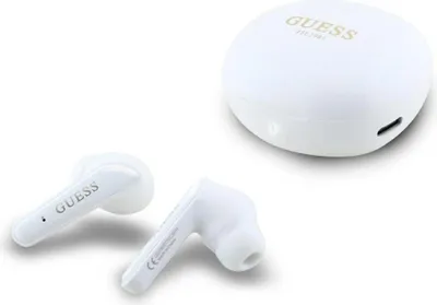 Zdjęcie produktu dla Bezprzewodowe słuchawki douszne TWS Guess Flat Classic Logo Electroplated white