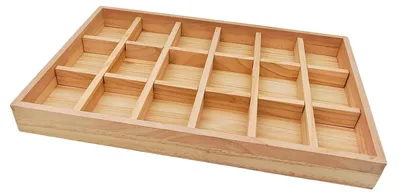 Produktbild von Unbemalte Aufbewahrungsbox aus Holz mit 18 Fächern für