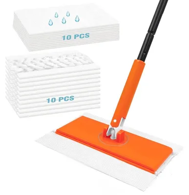 Produktbild von JEHONN Bodenwischer, Nass, Wet Dry Starterset, 10 feuchte & 10 trockene Wischtücher, ideal für Swiffer Pads.
