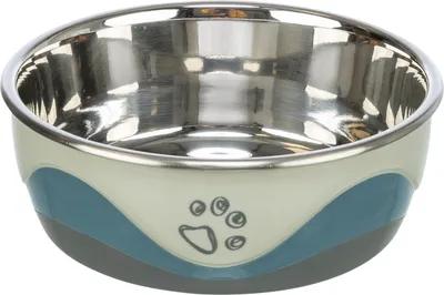 Produktbild von TRIXIE Edelstahlnapf - weiß/grau/blau - 1,4 l/ø 21 cm