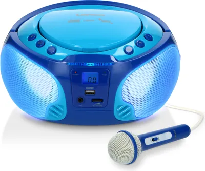 Produktbild von Lenco SCD-650BU - Tragbares FM-Radio mit CD/MP3-Player - USB-Anschluß - Karaoke - Mikrofon - Lichteffekte - Blau