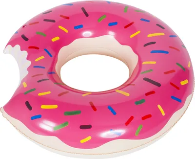 Produktbild von Aufblasbarer Donut Schwimmreifen XXL für Poolparty, Strandurlaub & See - Großer Schwimmring & lustige Luftmatratze in Pink (Ø 120 cm)