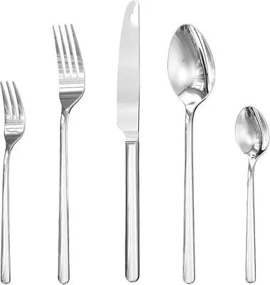 Imagen del producto de Juego de cubiertos para 6 personas, acero inoxidable 18/10, con cucharas de café, acabado espejo